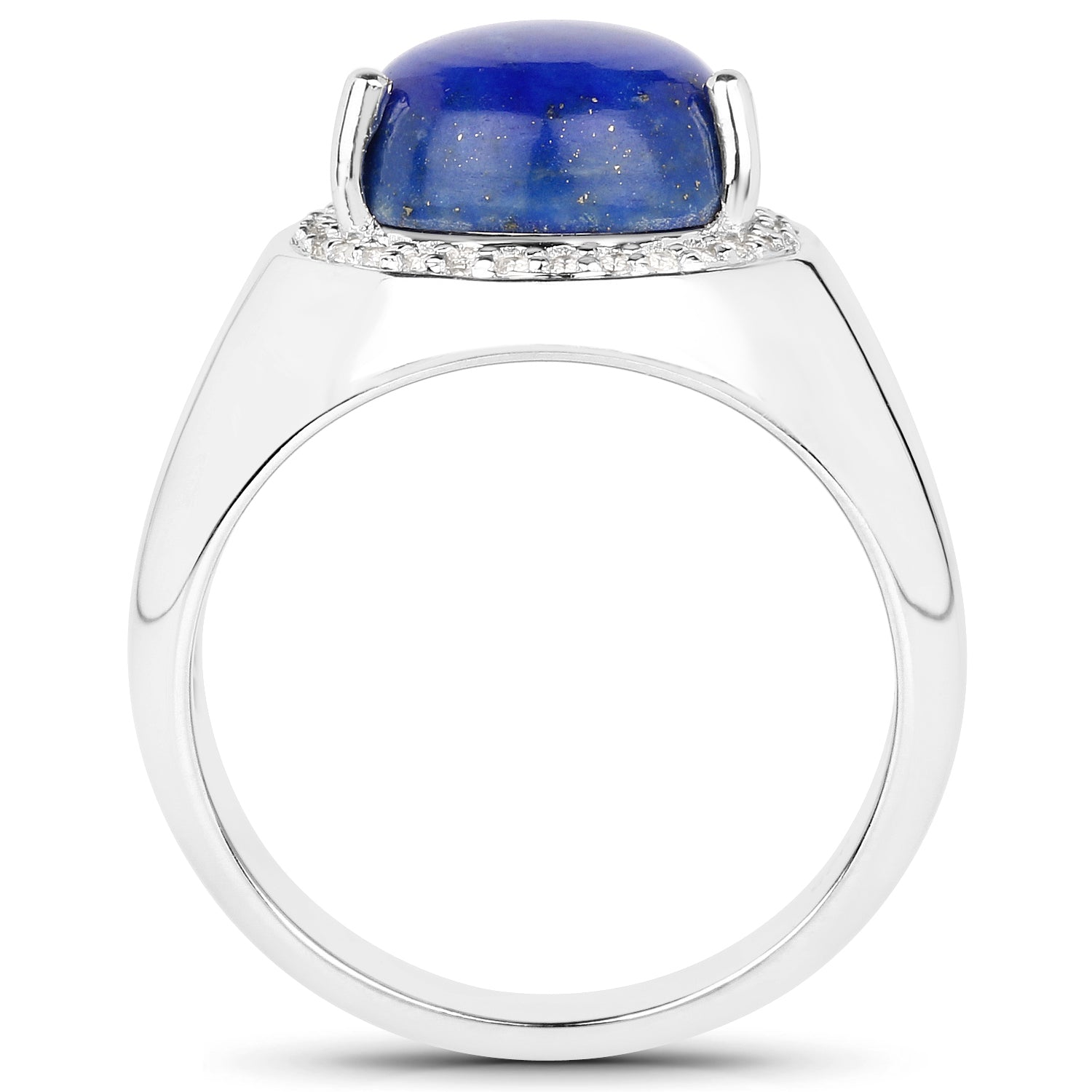 5.52 Carat Genuine Lapis and White Zircon .925 Sterling Silver Ring Bids.com