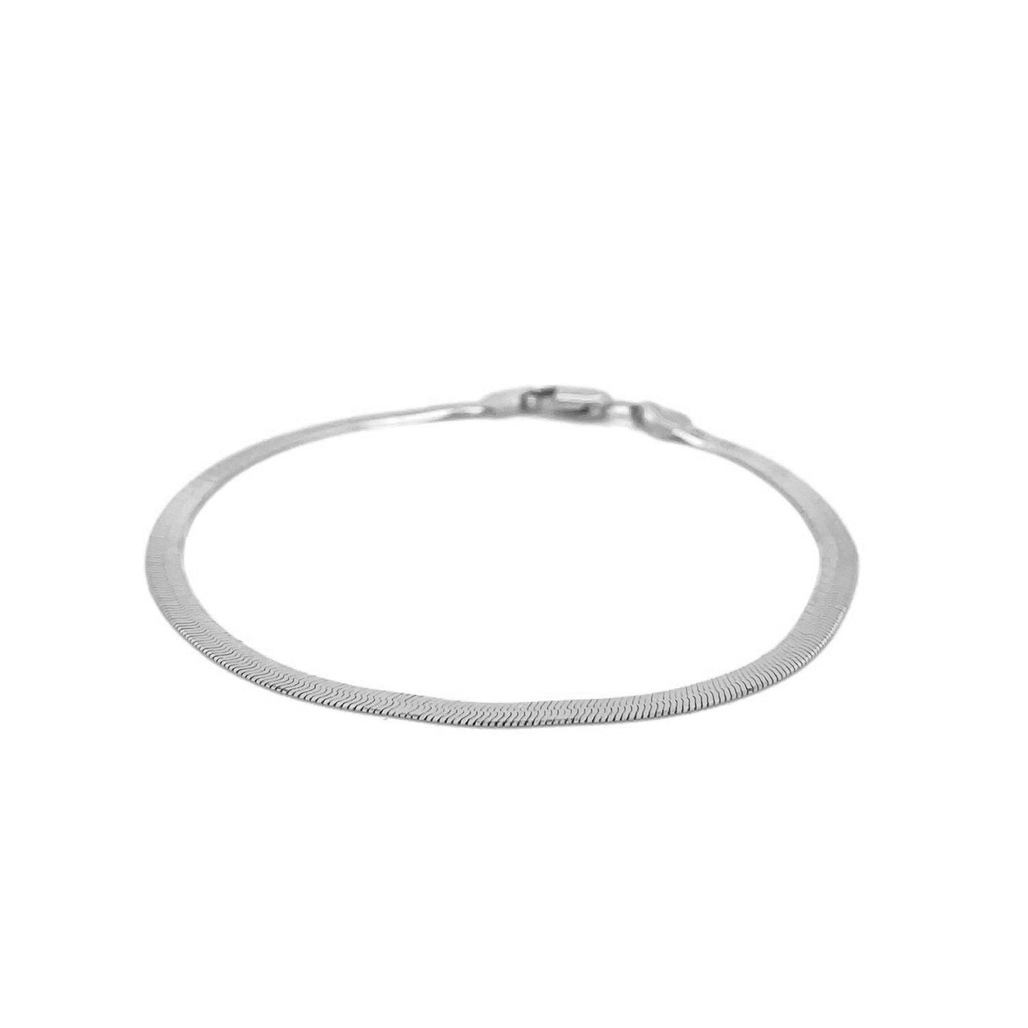 14k White Gold Super Flex Herringbone Bracelet (2.80 mm) Bids.com