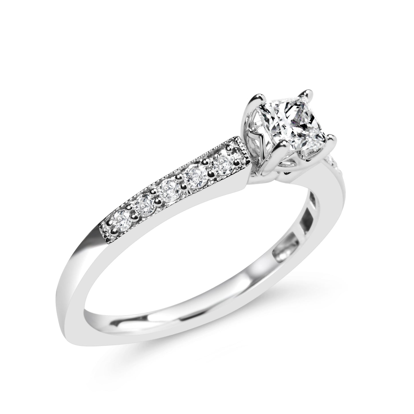 14K White Gold Diamond 1/2 Cttw Princess Cut Diamond Engagement Ring (G-H Color, VS2-SI1 Clarity) - Size 7 Bids.com