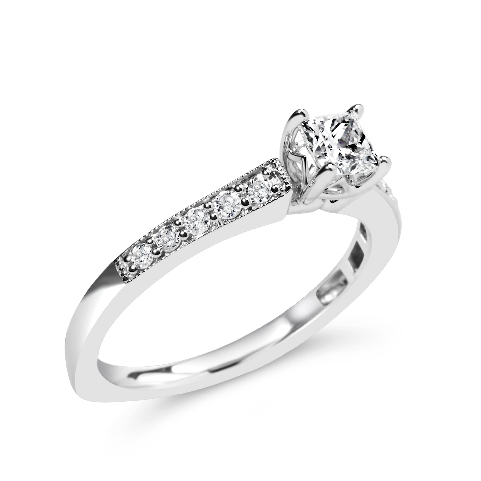 14K White Gold Diamond 1/2 Cttw Princess Cut Diamond Engagement Ring (G-H Color, VS2-SI1 Clarity) - Size 7 Bids.com