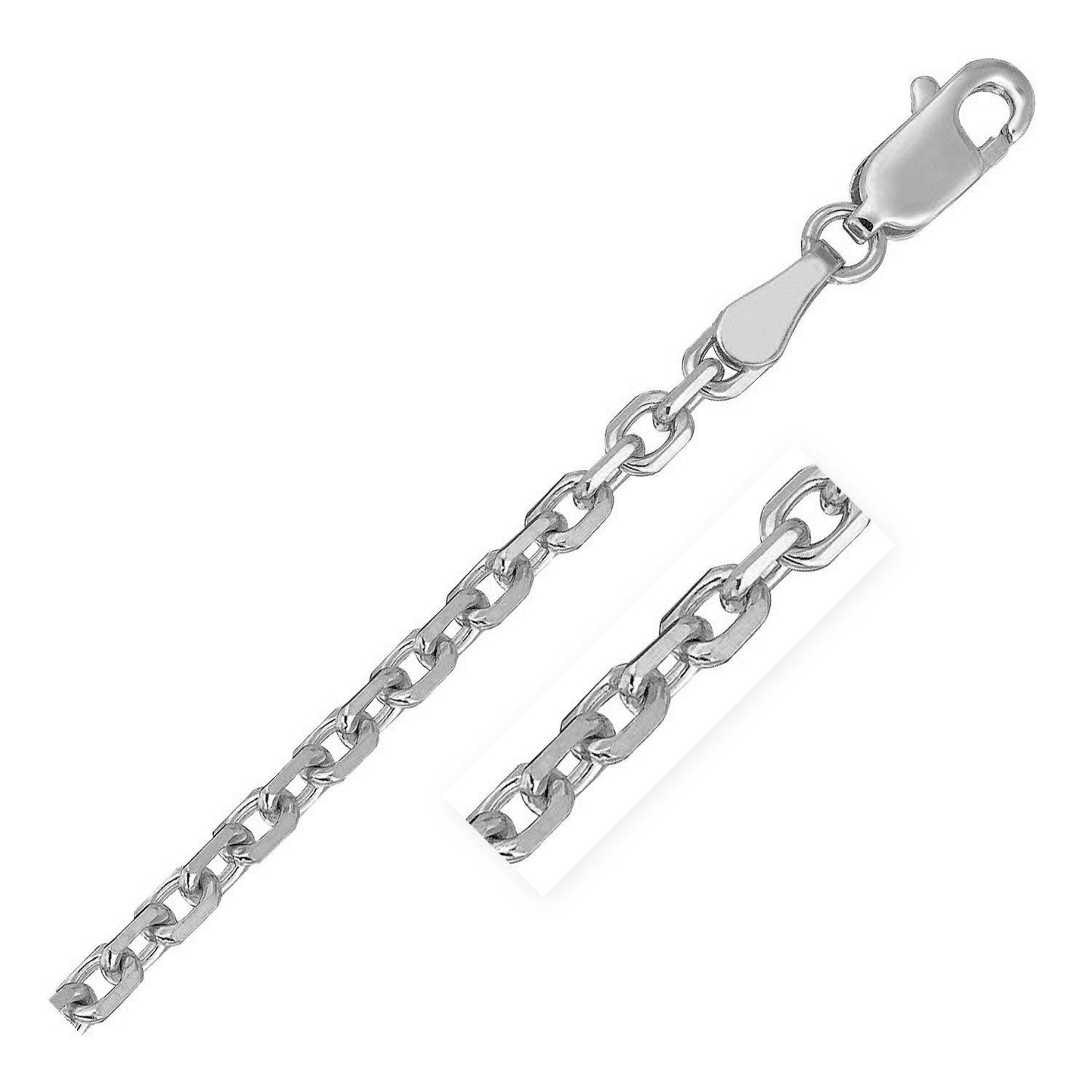 14k White Gold Diamond Cut Cable Link Chain (2.60 mm) Bids.com