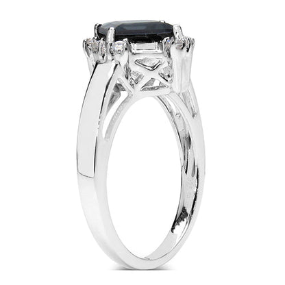 1.99 Carat Genuine London Blue Topaz & White Topaz .925 Sterling Silver Ring Bids.com