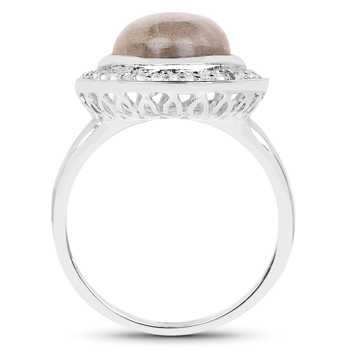 5.43 Carat Genuine Labradorite and White Topaz .925 Sterling Silver Ring Bids.com