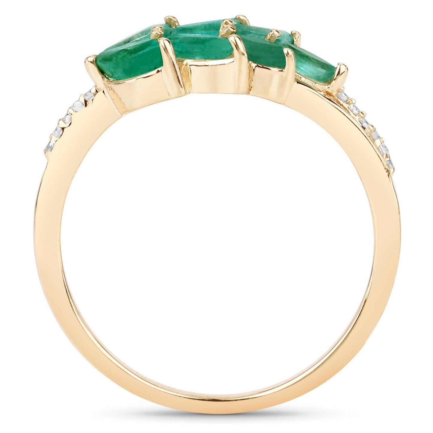 0.68 Carat Genuine Zambian Emerald and White Diamond 14K Yellow Gold Ring Bids.com