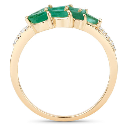 0.68 Carat Genuine Zambian Emerald and White Diamond 14K Yellow Gold Ring Bids.com