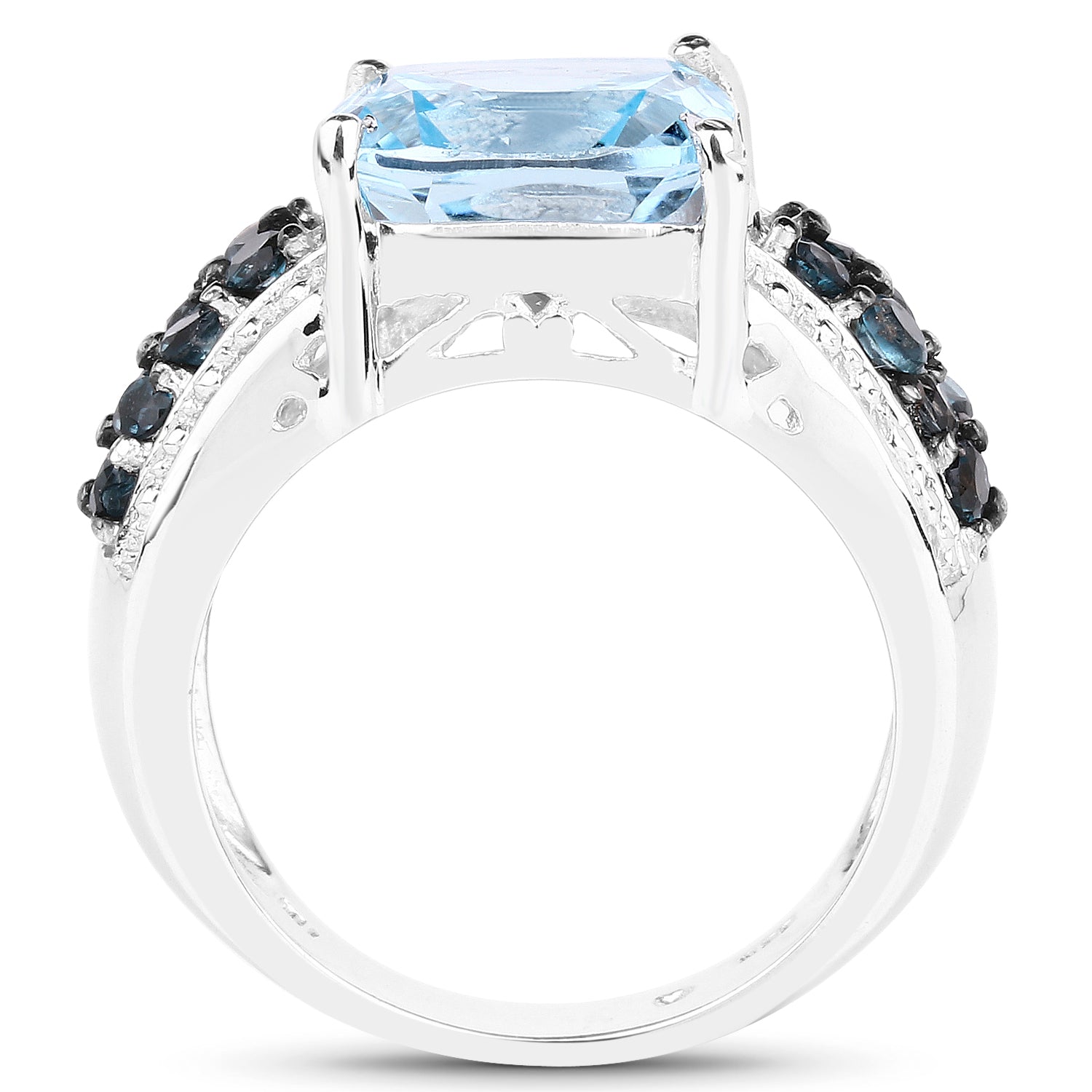 4.98 Carat Genuine Blue Topaz and London Blue Topaz .925 Sterling Silver Ring Bids.com