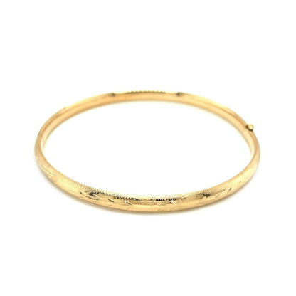 14k Yellow Gold Dome Florentine Design Bangle Bids.com