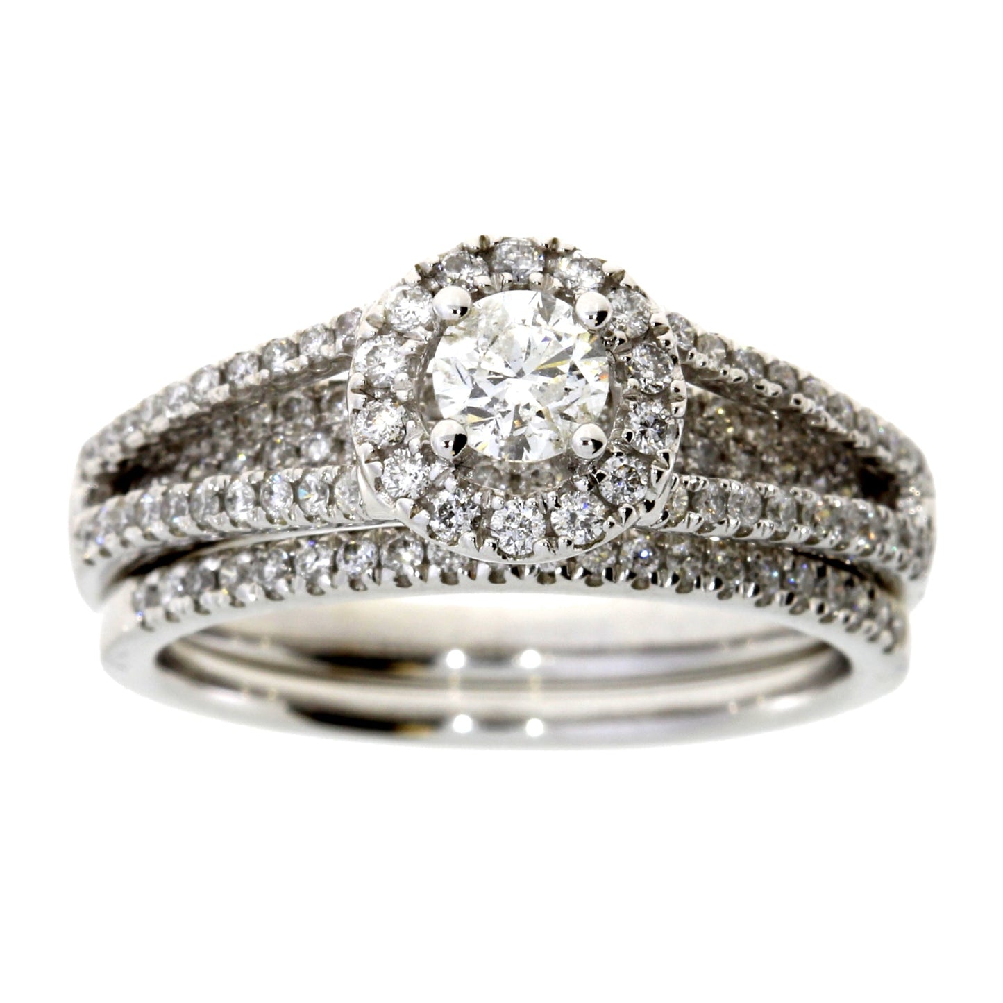 1.00ct Diamond Engagement Ring Set 14KT White Gold Bids.com