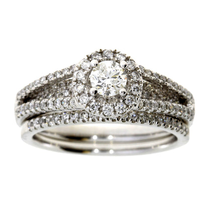 1.00ct Diamond Engagement Ring Set 14KT White Gold Bids.com