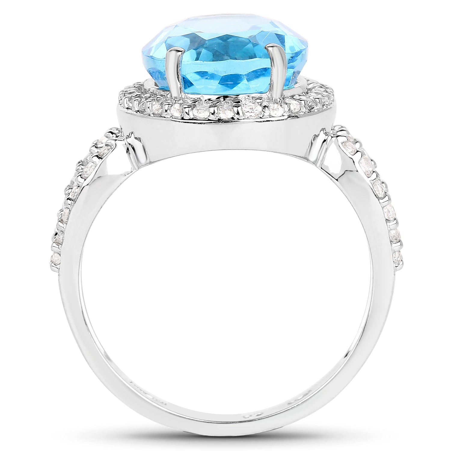 6.03 Carat Genuine Swiss Blue Topaz & White Topaz .925 Sterling Silver Ring Bids.com