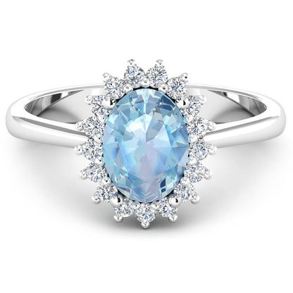 1.62 Carat Genuine Aquamarine and White Diamond 14K White Gold Ring Bids.com