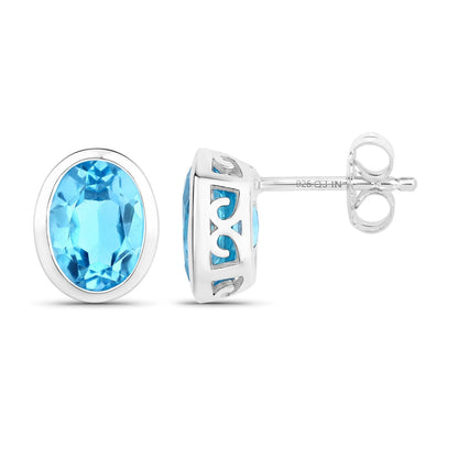 4.00 Carat Genuine Swiss Blue Topaz .925 Sterling Silver Earrings Bids.com
