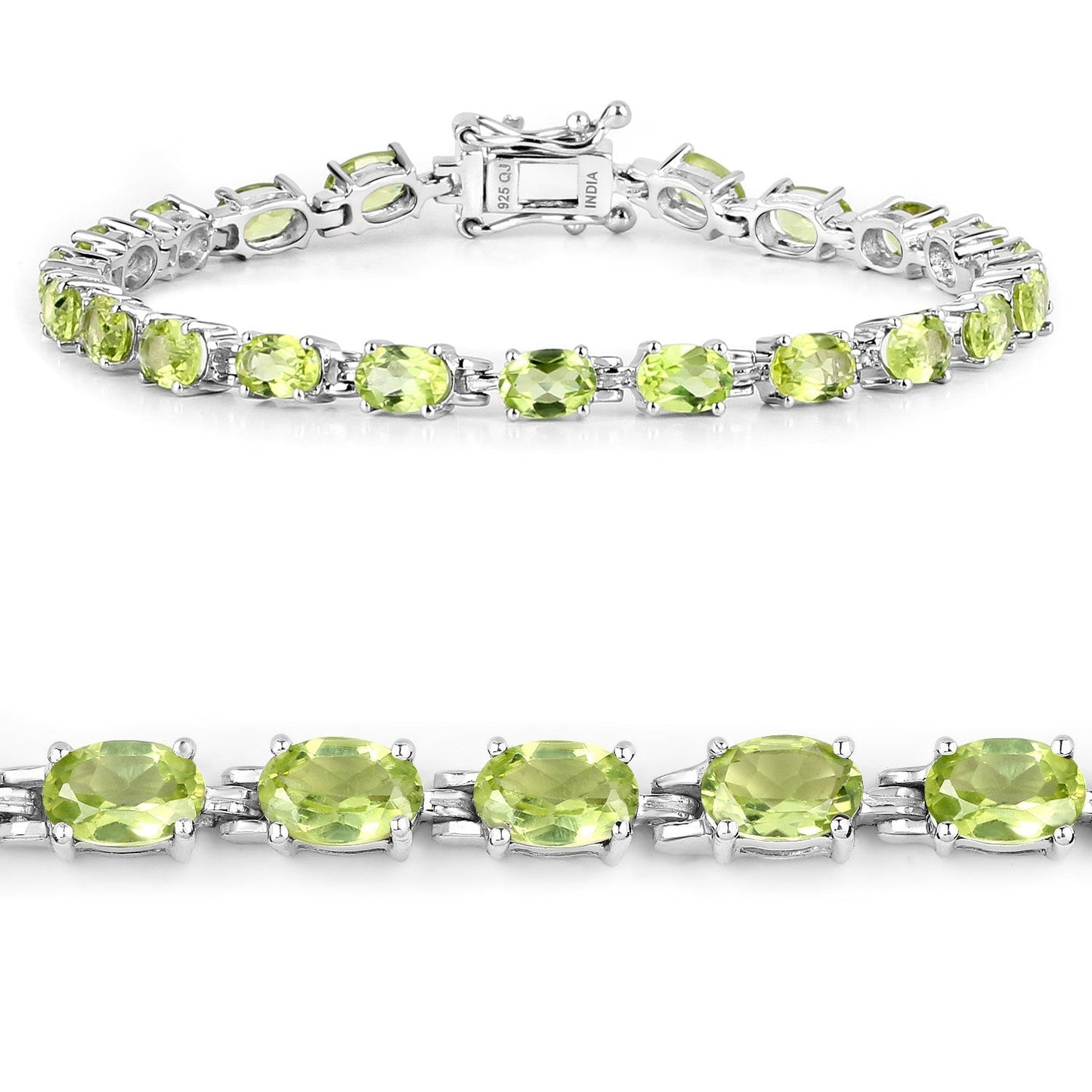 8.61 Carat Genuine Peridot .925 Sterling Silver Bracelet Bids.com