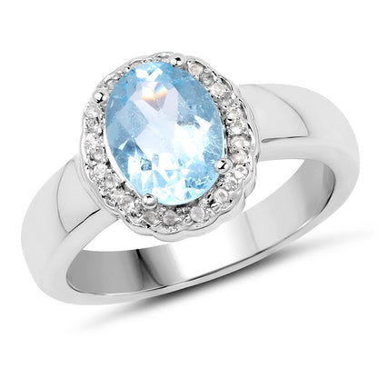 2.58 Carat Genuine  Blue Topaz and White Topaz .925 Sterling Silver Ring Bids.com