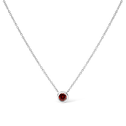 14K White Gold 1/2 Cttw Red Lab Grown Diamond Bezel-Set Solitaire 18" Pendant Necklace (Red Color, VS1-VS2 Clarity) Bids.com