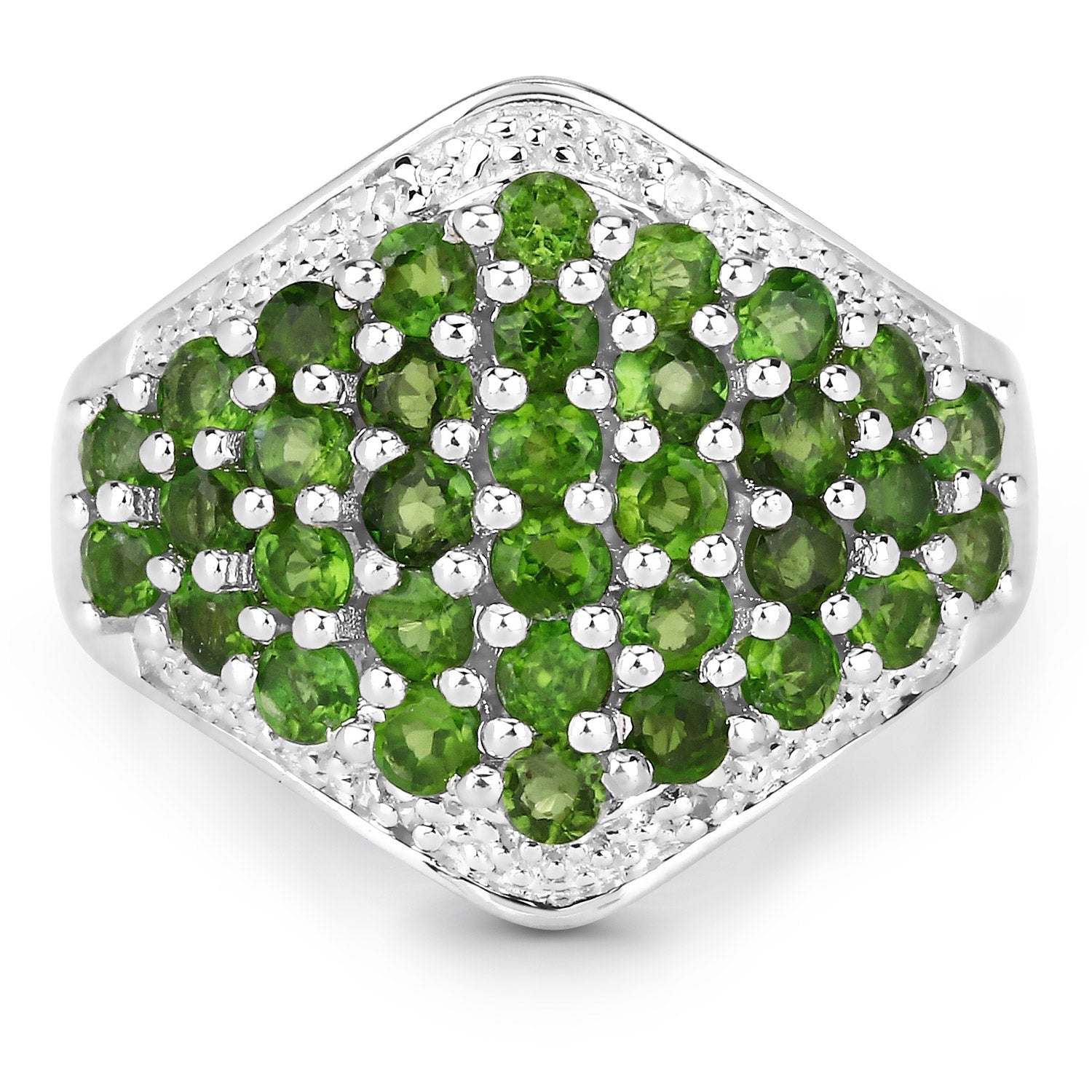 2.41 Carat Genuine Chrome Diopside and White Topaz .925 Sterling Silver Ring Bids.com