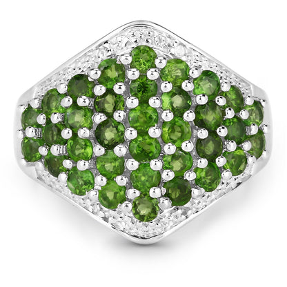 2.41 Carat Genuine Chrome Diopside and White Topaz .925 Sterling Silver Ring Bids.com