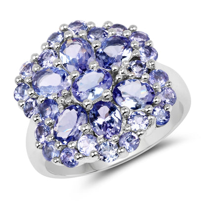 3.91 Carat Genuine Tanzanite .925 Sterling Silver Ring Bids.com
