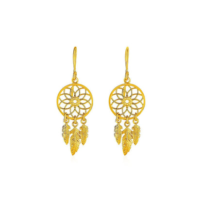 Dream Catcher Earrings in 14k Yellow Gold Bids.com