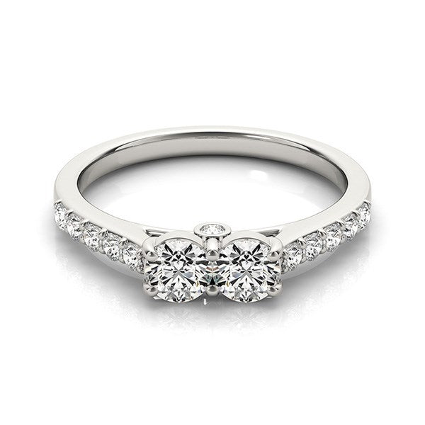 14k White Gold Round Two Stone Diamond Ring (3/4 cttw) Bids.com