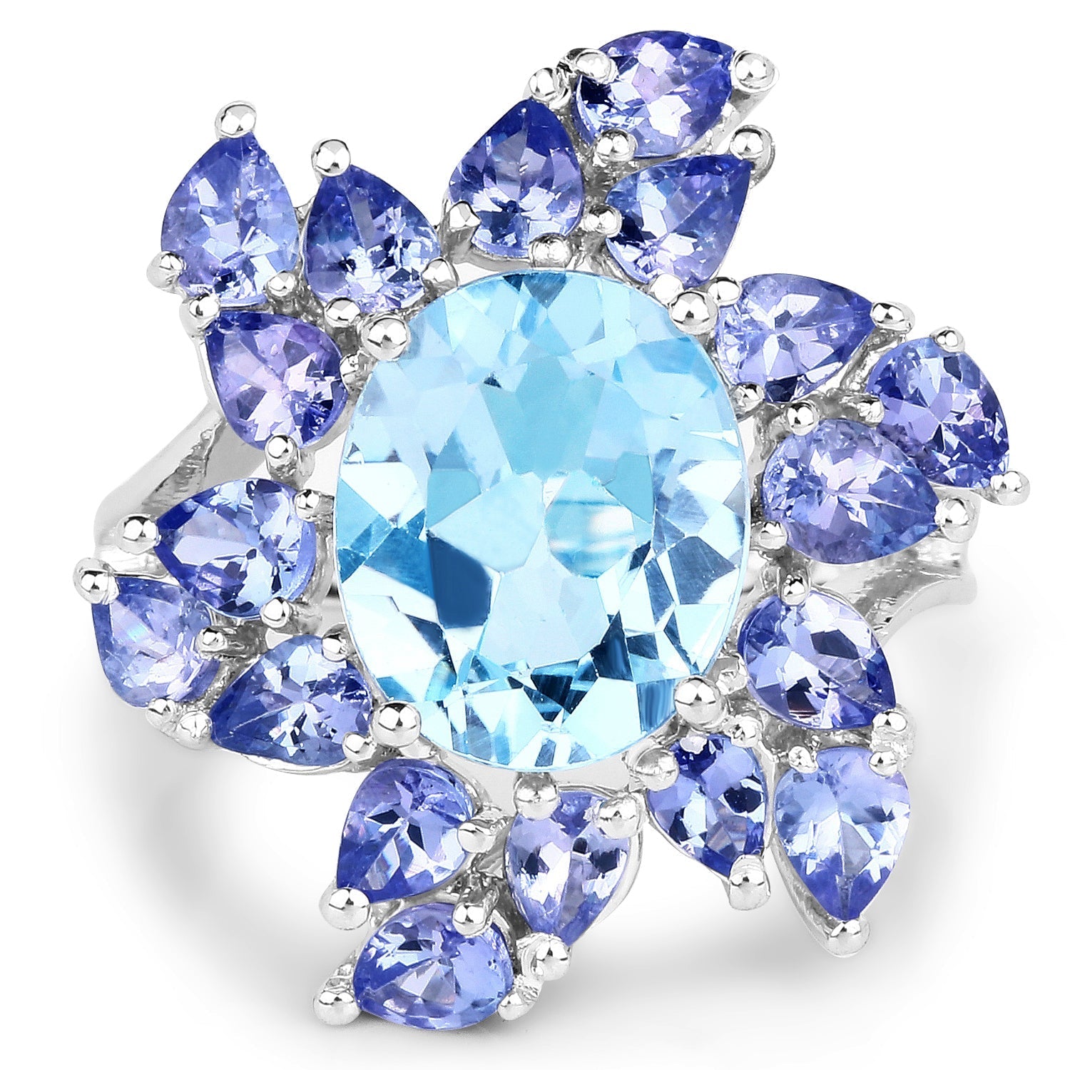 6.52 Carat Genuine Blue Topaz & Tanzanite .925 Sterling Silver Ring Bids.com