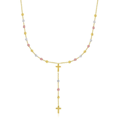 14k Tri-Color Gold Rosary Chain Necklace Bids.com