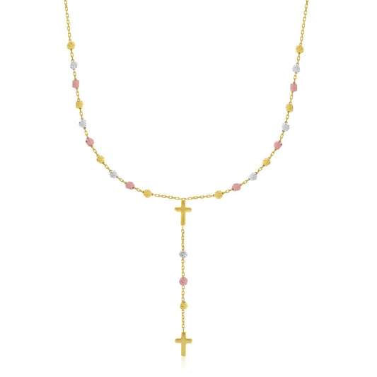 14k Tri-Color Gold Rosary Chain Necklace Bids.com