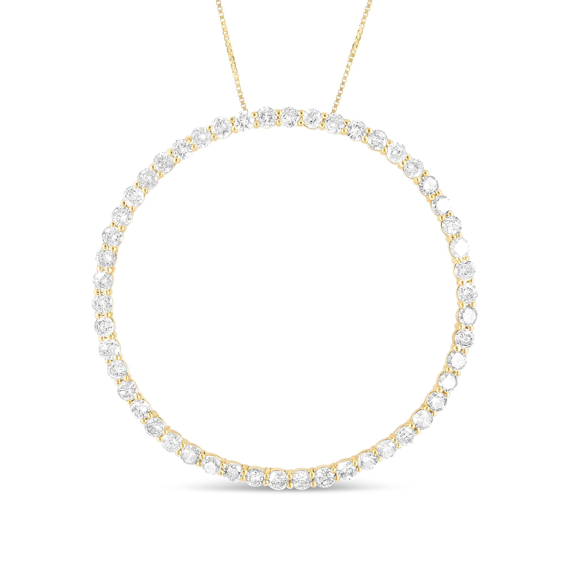 10K Yellow Gold Plated .925 Sterling Silver 4 Cttw Diamond Circle Hoop 18" Pendant Necklace (J-K Color, I1-I2 Clarity) Bids.com