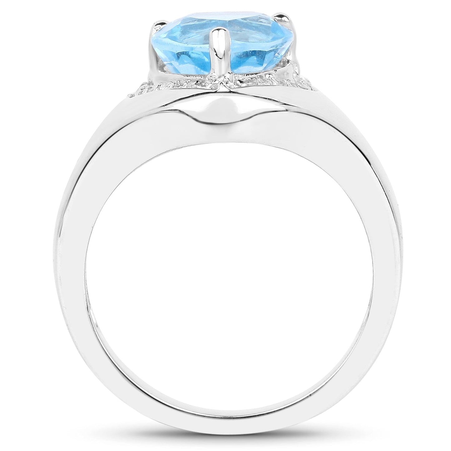 2.23 Carat Genuine Swiss Blue Topaz and White Topaz .925 Sterling Silver Ring Bids.com