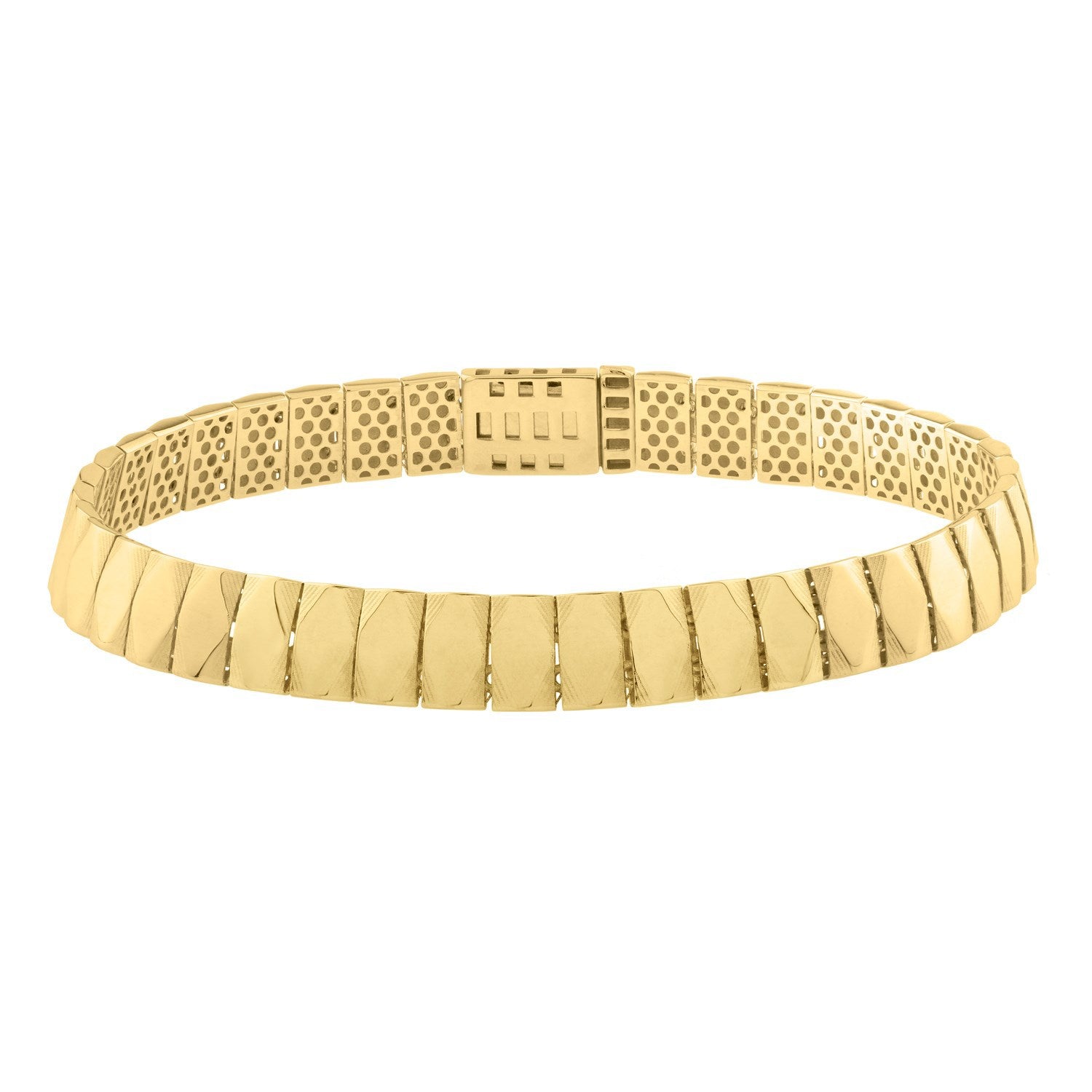 14k Yellow Gold Diamond Shaped Tile Length Bracelet (7.10 mm) Bids.com