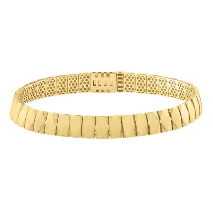 14k Yellow Gold Diamond Shaped Tile Length Bracelet (7.10 mm) Bids.com