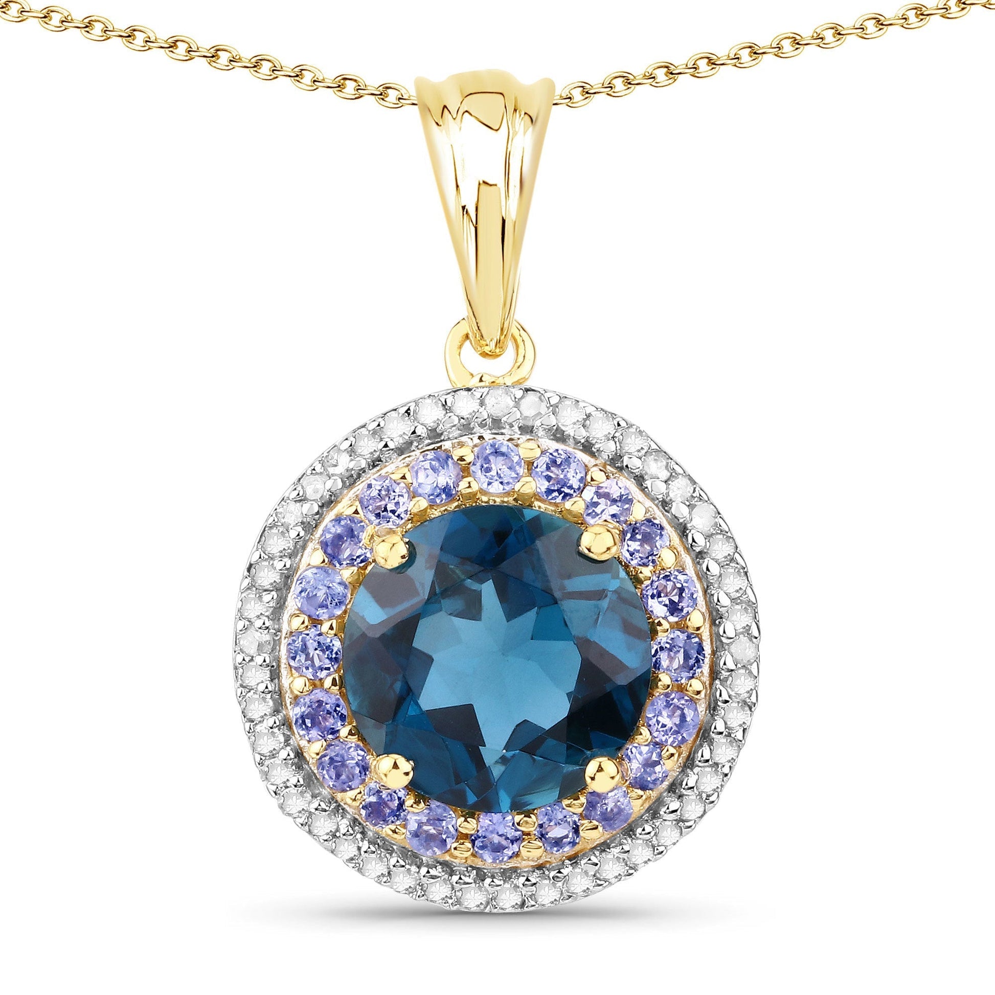 "5.10 Carat Genuine London Blue Topaz, Tanzanite and White Topaz .925 Sterling Silver Pendant Bids.com