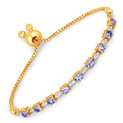 1.56 Carat Genuine Tanzanite and White Diamond .925 Sterling Silver Bracelet Bids.com
