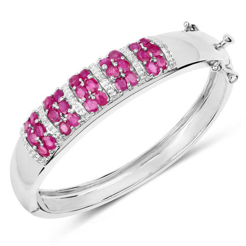 6.65 Carat Genuine Ruby and White Topaz .925 Sterling Silver Bracelet Bids.com