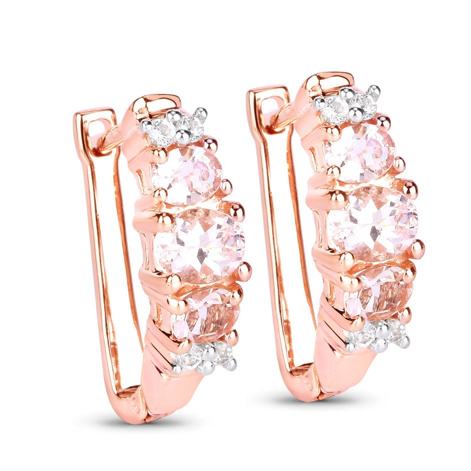 1.32 Carat Genuine Morganite and White Topaz .925 Sterling Silver Earrings Bids.com