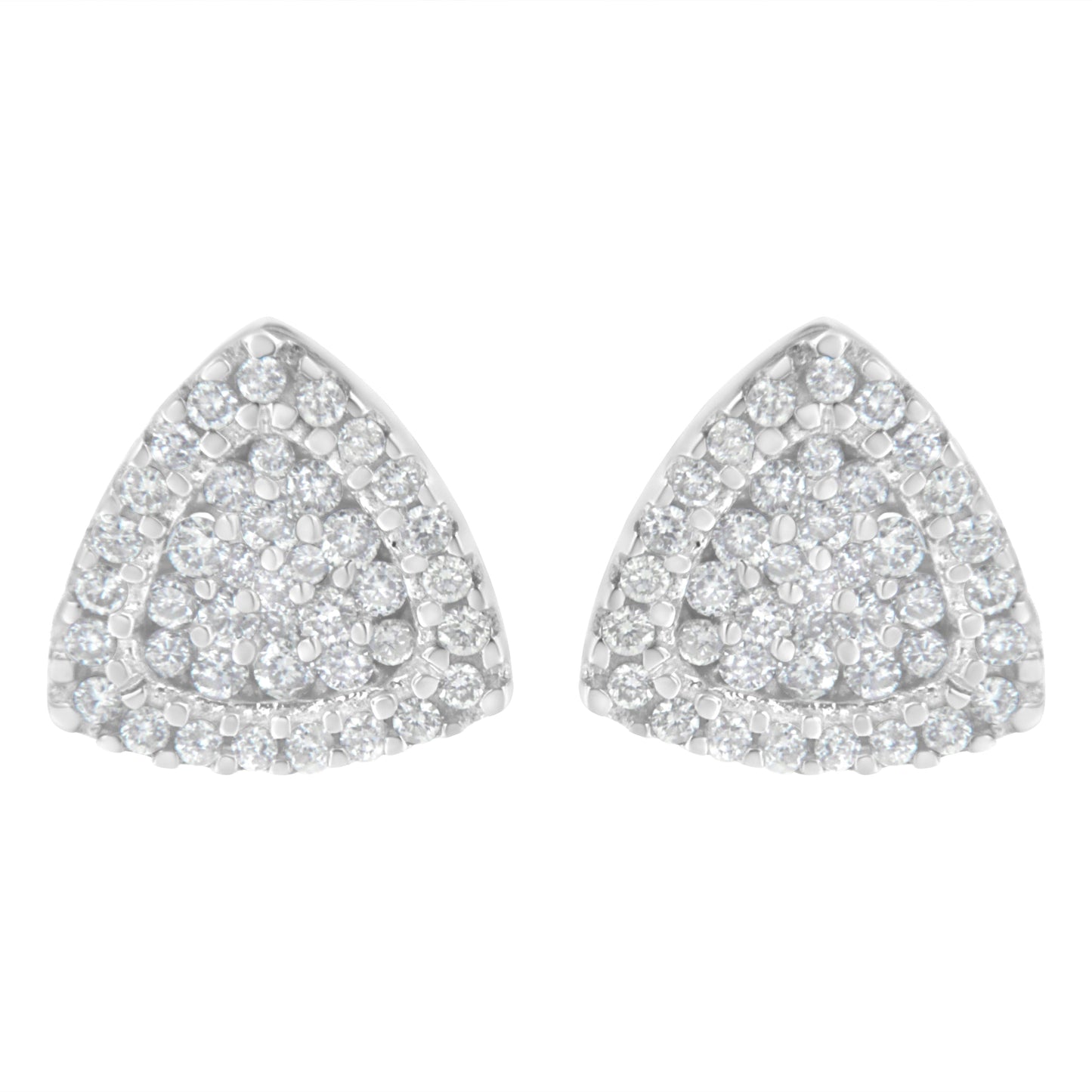 14K White Gold 1/2 cttw Trillion Shaped Diamond Stud Earrings (H-I Clarity, SI2-I1 Color) Bids.com