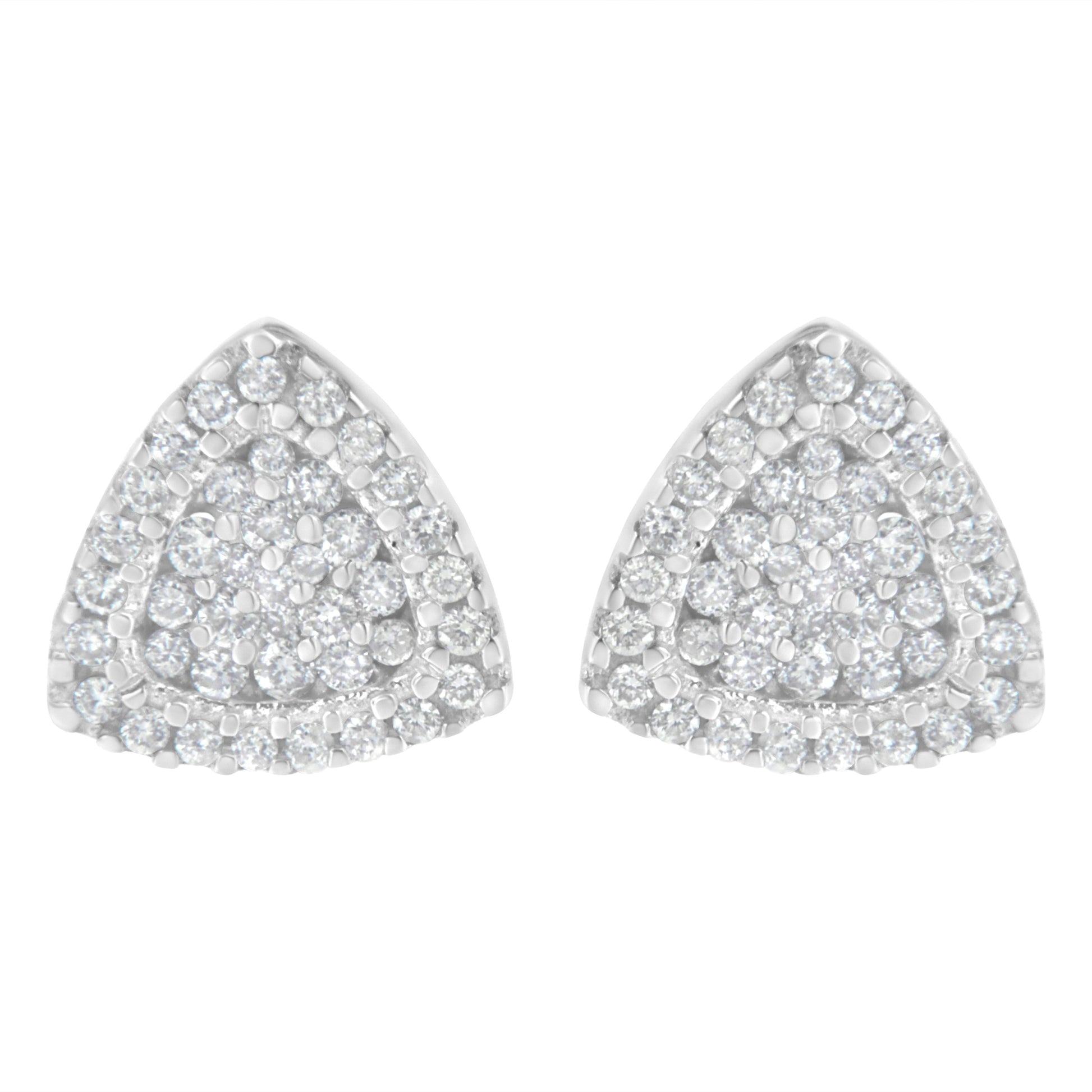 14K White Gold 1/2 cttw Trillion Shaped Diamond Stud Earrings (H-I Clarity, SI2-I1 Color) Bids.com