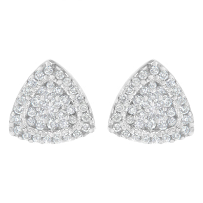 14K White Gold 1/2 cttw Trillion Shaped Diamond Stud Earrings (H-I Clarity, SI2-I1 Color) Bids.com