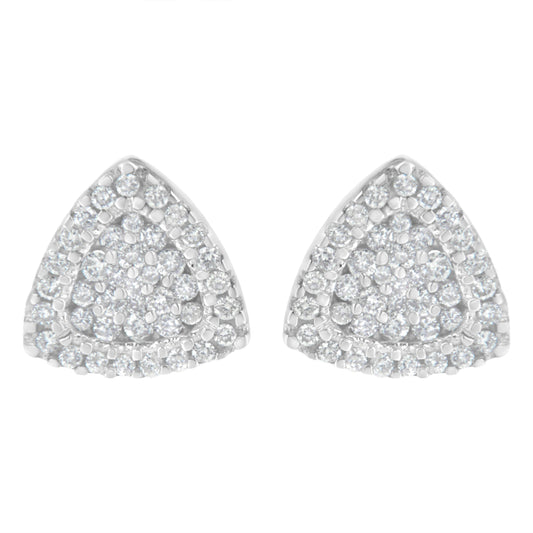 14K White Gold 1/2 cttw Trillion Shaped Diamond Stud Earrings (H-I Clarity, SI2-I1 Color) Bids.com