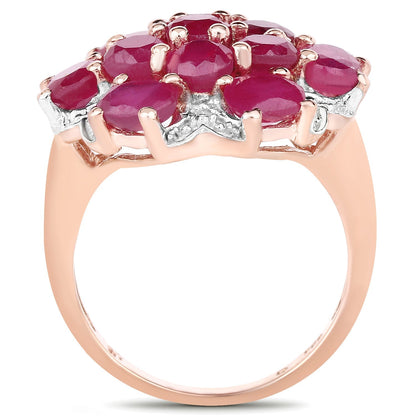 14K Rose Gold Plated 4.52 Carat Genuine Glass Filled Ruby .925 Sterling Silver Ring Bids.com