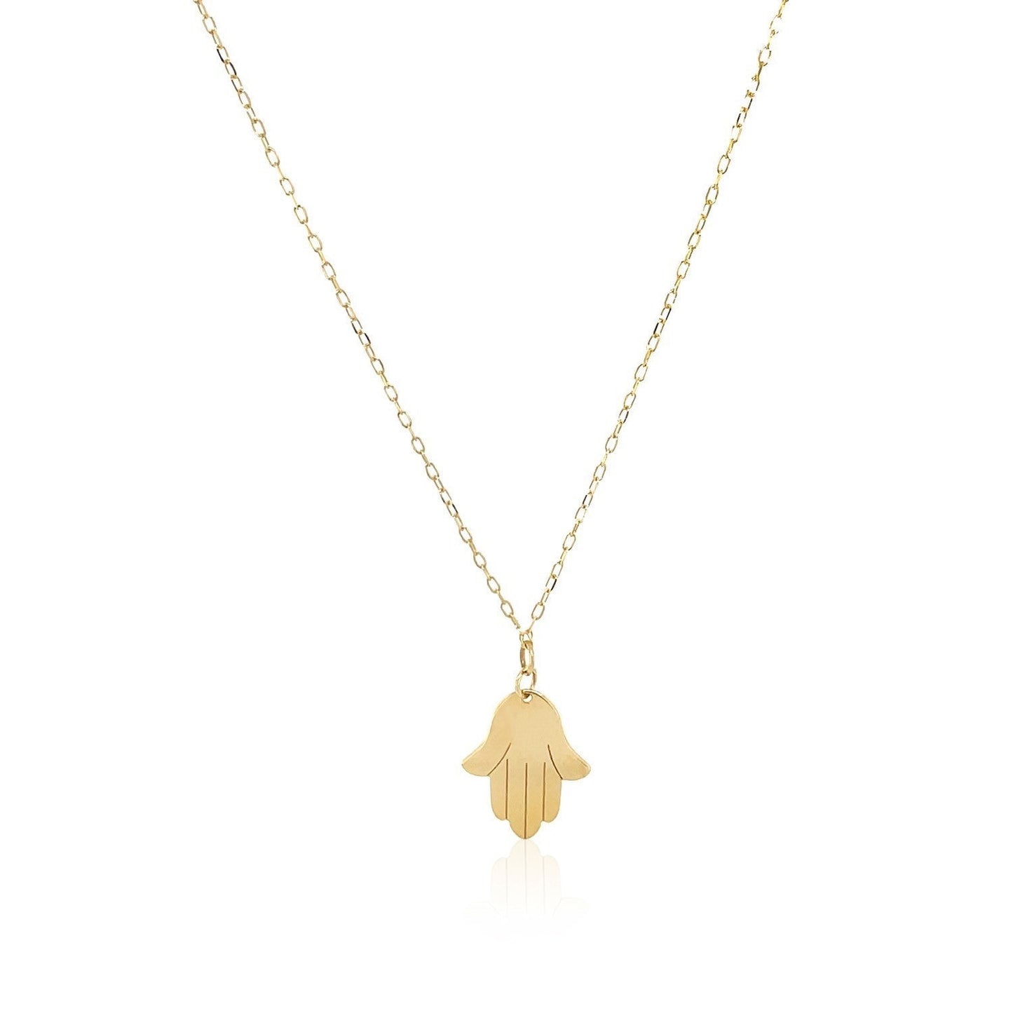 14K Yellow Gold Hand of Hamsa Necklace Bids.com