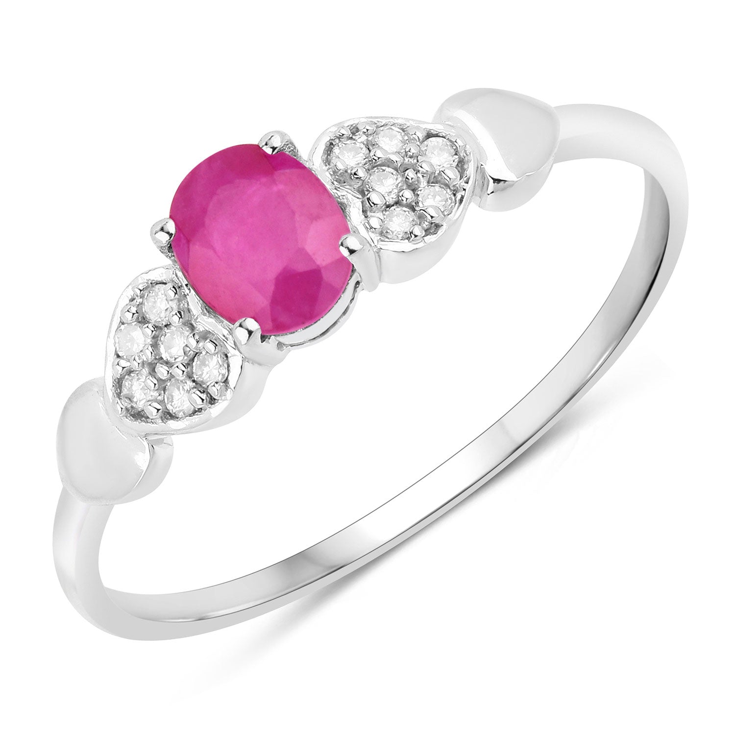 0.36 Carat Genuine Ruby and White Diamond 14K White Gold Ring Bids.com