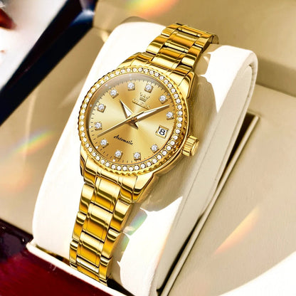 Women's Automatic Mechanical Diamond Dial Stainless Watch BandsCo Straps