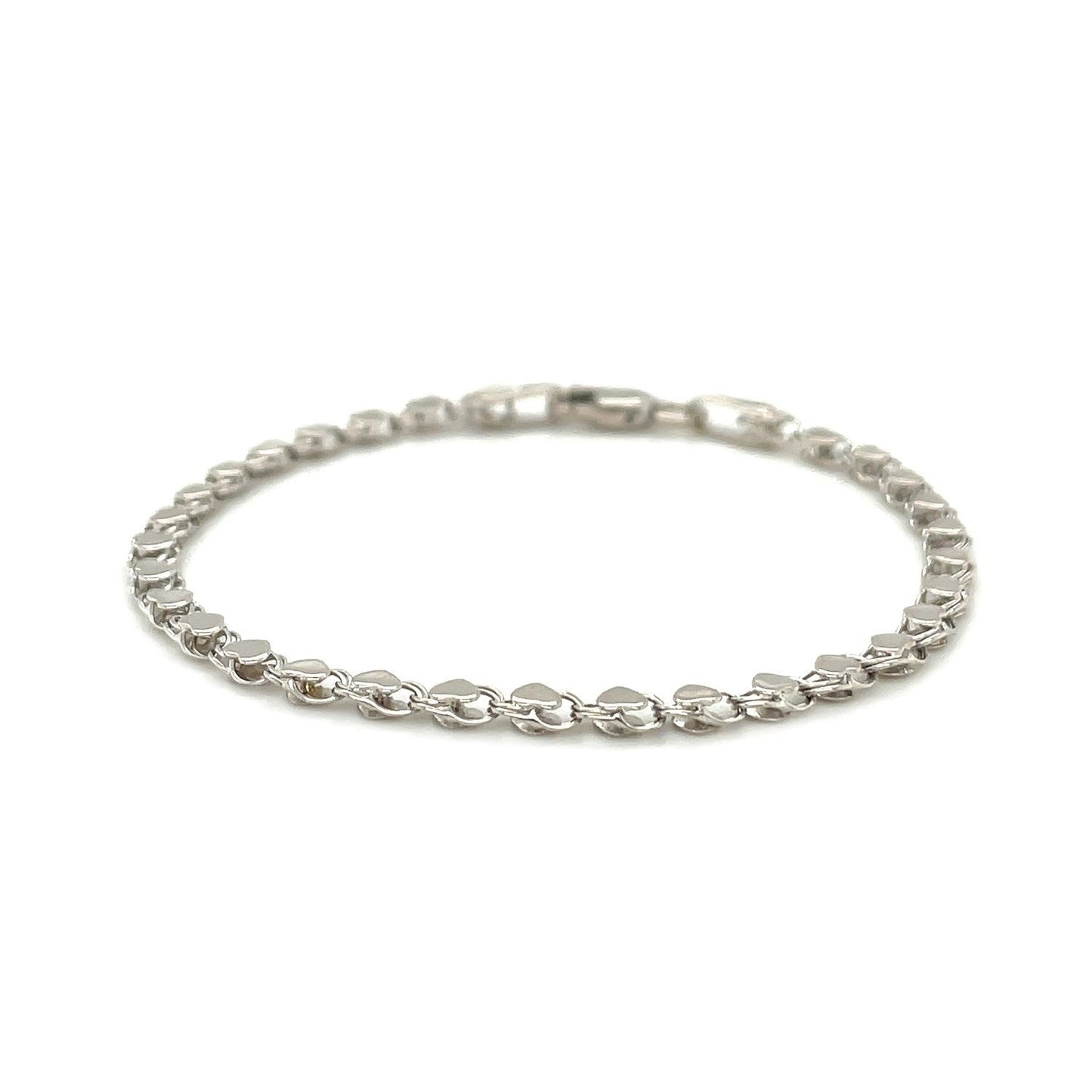 2.9mm 14k White Gold Heart Anklet Bids.com