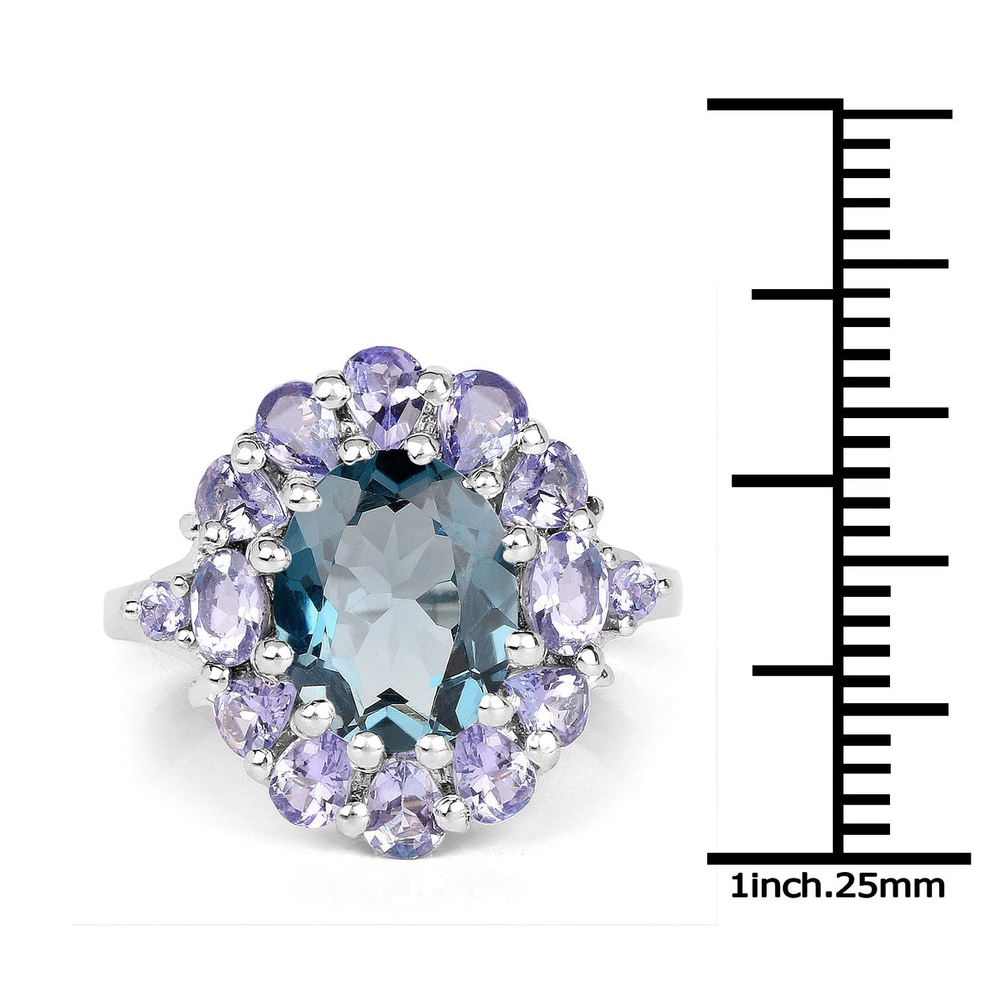 5.41 Carat Genuine London Blue Topaz and Tanzanite .925 Sterling Silver Ring Bids.com