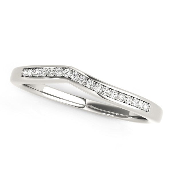 14k White Gold Modern Curved Design Diamond Wedding Band (1/10 cttw) Bids.com