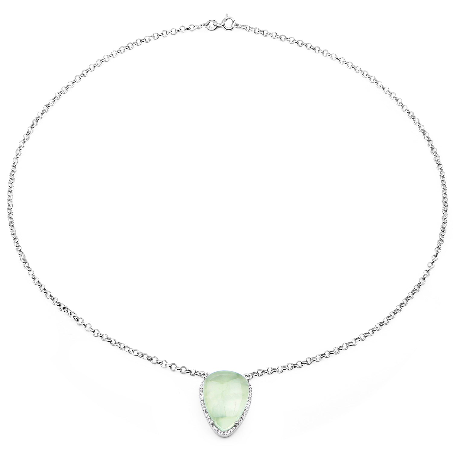 10.77 Carat Genuine Prehnite And White Topaz .925 Sterling Silver Pendant Bids.com