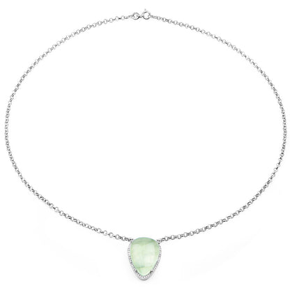 10.77 Carat Genuine Prehnite And White Topaz .925 Sterling Silver Pendant Bids.com