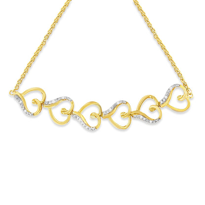 14K Yellow Gold Plated .925 Sterling Silver Diamond Accent Heart Link Bolo Bracelet (H-I Color, I2-I3 Clarity) Bids.com