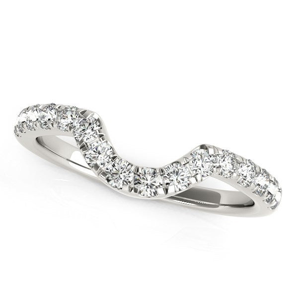 14k White Gold Curved Diamond Wedding Band (3/8 cttw) Bids.com